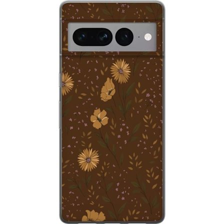 Kompatibelt Mobilskal till Google Google Pixel 7 Pro Bruna blommor retro blommönster blommig design 70-tals vintagestil mönster bohemisk tapetinspir
