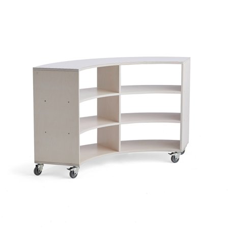 Fahrbares Kurvenregal RICO, 1245x1500x375 mm, weiß