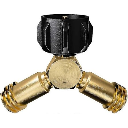 Propan Tank Y-splitter, Propan Adapter 2-veisventil for en 20lb LP-gassylinder som kobler til 2 apparater, BBQ-grill, varmeapparat, komfyrer og mer