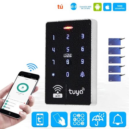 RAYKUBE Tuya WiFi Vandtæt Smart Adgangskontrol Tastatur med Ringeklokkefunktion og App-oplåsning via Adgangskode og IC-kort