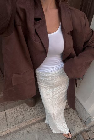 NA-KD Maxi Lace Skirt - Lange nederdele - Hvid - S