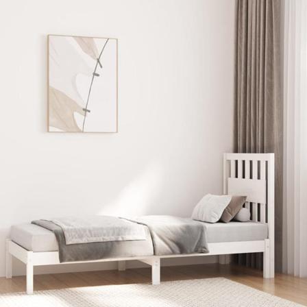 Vidaxl Sängram Vit Massiv Furu 75x190 Cm Vit