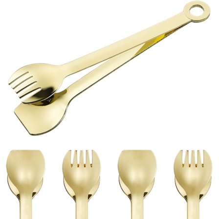Mini Aptitretare Tänger Rostfritt Stål Set om 4, Små Serveringstänger i Metall, 15,2 cm (6 tum, Gyllene)