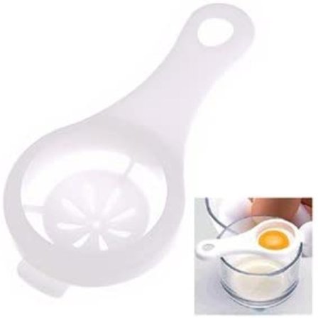 Hvit pakke med 10 eggeplommeseparatorer, kjøkkenredskap i plast