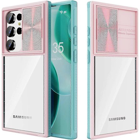 til Samsung Galaxy S23 Ultra Cover med Skyde Kamera Dækning, Klar Slim Fit Stødsikker Beskyttende Kamera Dækning Beskyttelses Cover til S23 Ultra 5G 