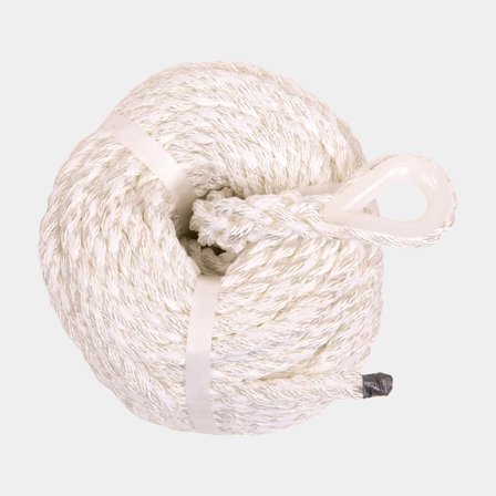 Ankarlina med kaus PolyRopes Special Storm, 3-slagen polyester, Ø16 mm, 40 meter, vit