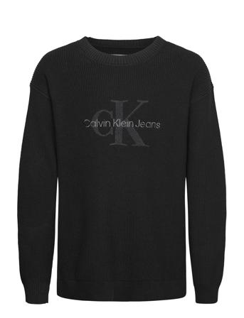 Towelling Ck Stitch Sweater Tops Knitwear Pullovers Black Calvin Klein