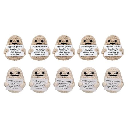 10 st söta positiva potatisar känslomässigt stöd gurka med kort och väskor virkade docka plyschleksak [LGL]