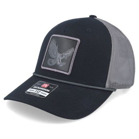 Iconic - Svart trucker Keps - Eagle Black Metallic Patch Charcoal/Black Rope Trucker @ Hatstore