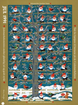 Danmark - Julemærkeark 1991 - Utakket - Ufoldet