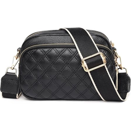 Skråvesker for kvinner - Lærvesker & Skuldervesker med justerbar bred stropp Kamera Skråveske for damer jenter Reise Shopping, Y Svart