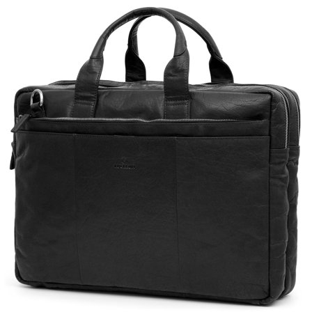 Sac pour ordinateur portable XL Montréal en cuir noir pour hommes - Sacs en cuir - pour Hommes - Lucleon
