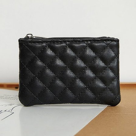 Kvinder Lille Møntpung PU Læder Lynlås Punge Pung Plaid Pr