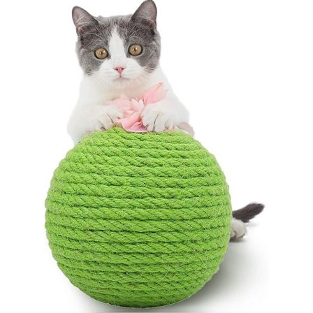 Cat Scratching Ball, Sisal Cactus Kitten Cat Toy med Bell Bal