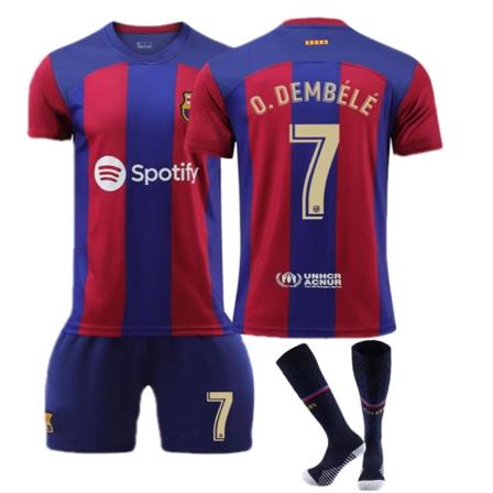 2324 New Barcelona fotbollströja 7 Dembele Jersey Set NO.7with socks 22