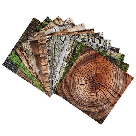 Scrapbookingpapir - 12 ark med barkmønster