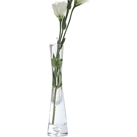 Transparent blomsterbeholder i glass med enkel montering, egnet for fylte roser, nelliker, roser, tusenfryd og lignende buketter i din