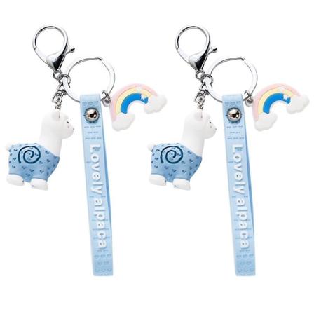 2 st Blå Harts Nyckelringar Bedårande Alpaca Nyckelhållare Regnbågshängande Väska Hängande Dekor Nyckelringar Hantverk Ornament Present