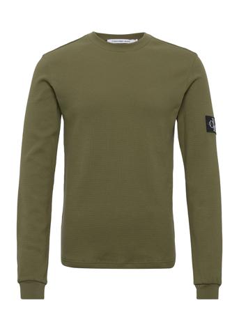 Monologo Badge Waffle Ls Tee T-shirts Long-sleeved Vihreä Calvin Klein Jeans