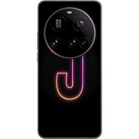 Kompatibel Mobilcover til Xiaomi Xiaomi 15 Ultra Minimalistisk neonbogstav J i farveskiftende lys mod sort baggrund