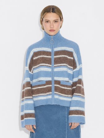 Holzweiler Tine Stripe Cardigan - Blue Stripe - Women's - XL