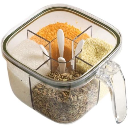 Krydderboks, husholdnings kjøkkenkrydderbeholder, kombinasjonssett med flere rom, for oppbevaring av krydder og krydderflasker.