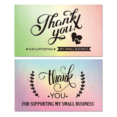 Mordely 100 st tack vykort holografisk tackkort laser