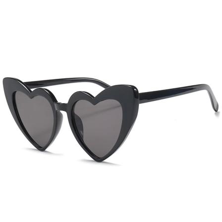 Retro Hjärtformade Solglasögon Dam Överdimensionerade Uv400 Black One Size