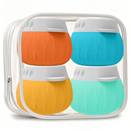 Resestorlek Silikonkrämburkar - 4-pack läckagesäkra