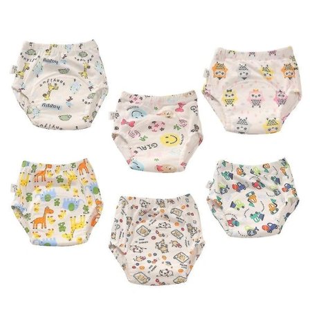 Unisex Puuvilla Uudelleenkäytettävät Pottaushousut Hengittävät 6 kpl 100 tyyli 5 100-XF15- 100 tyyli 5 100 tyyli 5