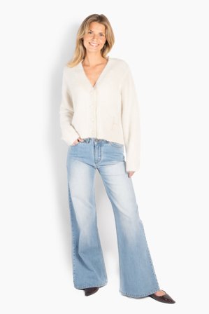 Hést Pernille Short Cardigan Dame - White Alyssum - Size: XL