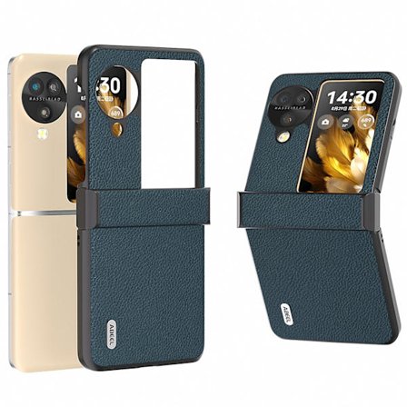 Abeel Oppo Find N3 Flip 5g:lle saranasuojakotelo aitoa nahkaa takakansi