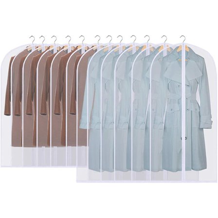 Pack Of 12 Garment Bag Suit Long, 60 X 120/100 Cm Edge Transparent Suit Bag Garment Bags