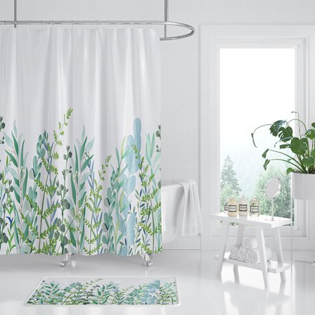 Duschdraperi Barn Badkar, 180x180cm Vit Grön