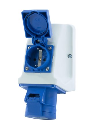 Garo UI 316-9 S+ RU/UIFP Stikkontakt IP44, 4-polet, 16 A Schuko-splint, blå, 9 h, Stikkontakter & kabler