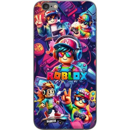 Yhteensopiva Puhelinkuori Apple Apple iPhone 6 Plus Värikäs Roblox-peliryhmä kuulokkeilla, ohjaimilla ja neonväreillä, täydellinen lapsille ja p