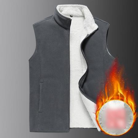 Enfärgade Fleecevästar För Män Ärmlösa Polar Cardigans