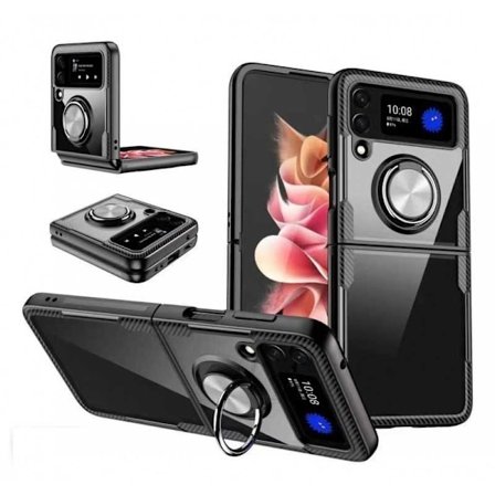 Samsung Z Flip 3 Praktisk Stöttåligt Skal med Ringhållare V4