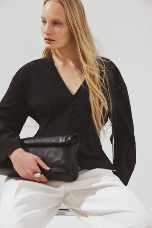 NA-KD Chemisier ajusté boutonné sur le devant - Tenue de bureau - Noir - EU 36