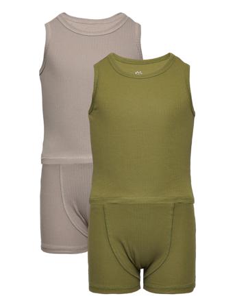 Rib Jersey 2Pack Tank-Top & Boxershorts Undertøysett Khaki Green Copenhagen Colors