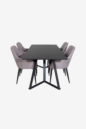 Venture Home - Matgrupp Marina med 4 stolar Komfort - Svart - Matgrupper - Från Homeroom
