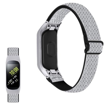 Samsung Galaxy Fit e elastisk nylon loop urrem - Sort / Hvid White