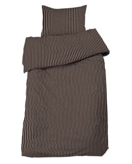 Vintage vasket sengetøj med trykte striber Malte 2-delt Brun