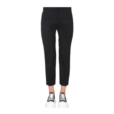 Alexander McQueen, Cropped Trousers Zwart, Dames, Maat:S