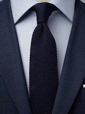 John Henric Men's Dark Blue Knitted Tie Size 6