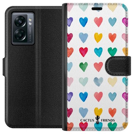 Kompatibel Tegnebogsetui til OnePlus OnePlus Nord N300 Cactus and Friends - Watercolor Love Grid