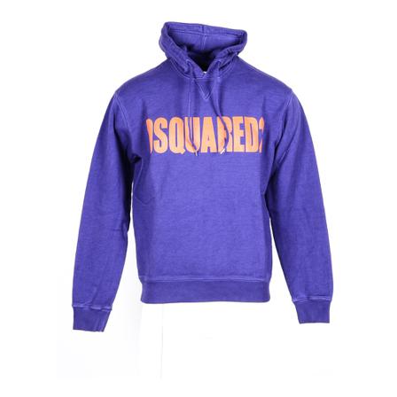 Dsquared2, Cotton Signature Print Hoodie Paars, Heren, Maat:M
