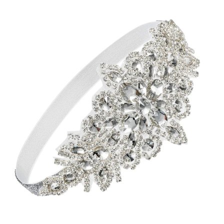 Hodeplagg for kvinner Rhinestone pannebånd Elastisk vintage hodeplagg Brølende 20-tallet glitrende pannebånd Sølv Flapper hodeplagg Bryllup 