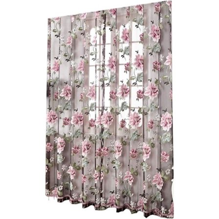 Gardiner, Tyll Dørgardin Gardinpanel Henge Stoff Blomster Tyll