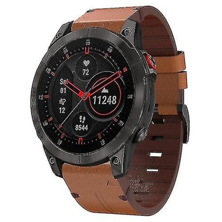 22mm Läderarmbandsur med stålspänne för Garmin Epix Gen 2, brun